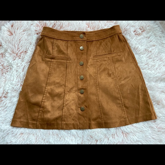 Brown suede Trafaluc Skater Skirt - Size: XS - Picture 5 of 6